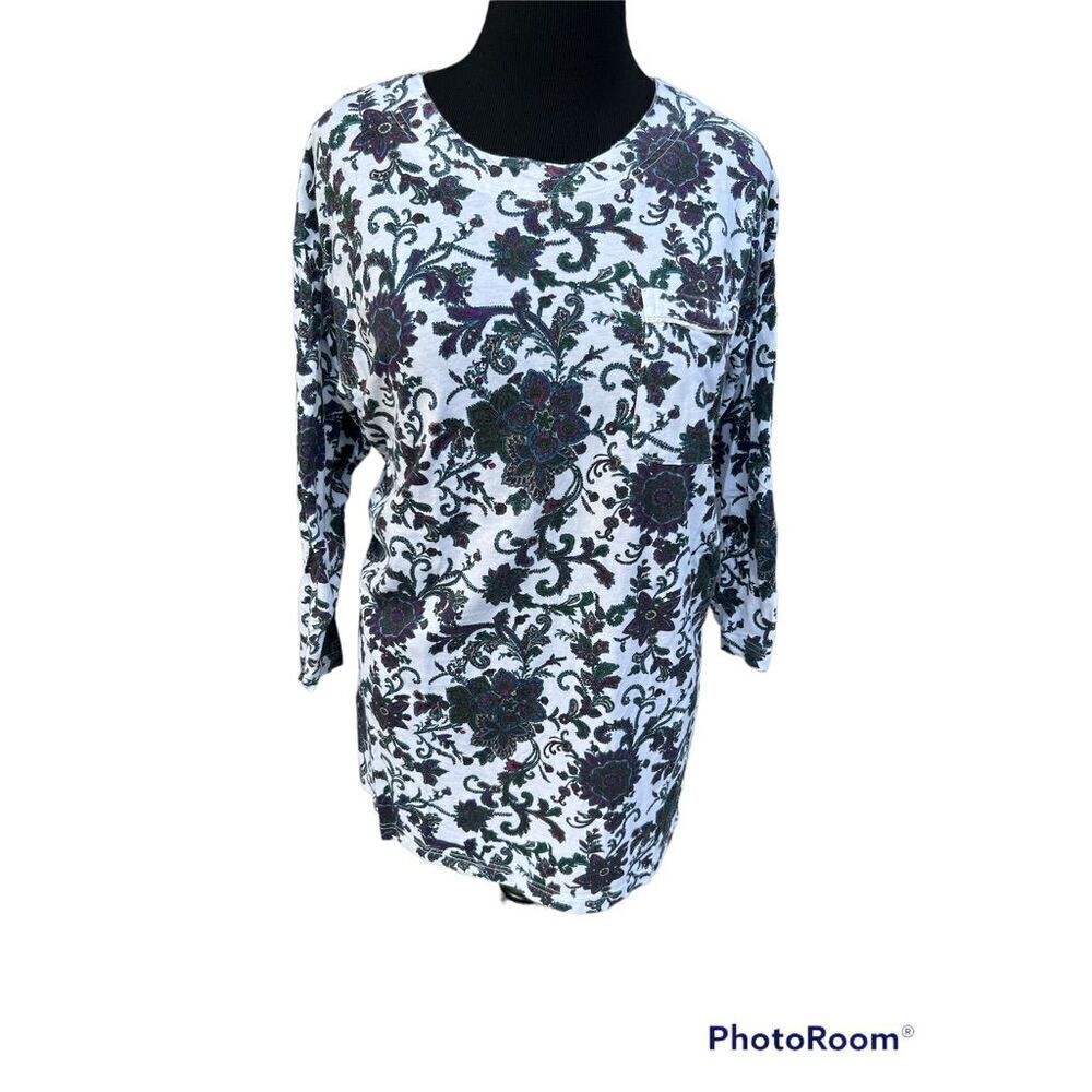 Vintage Victorias secrets gold tag floral paisley pocket long sleeve sleep Shirt